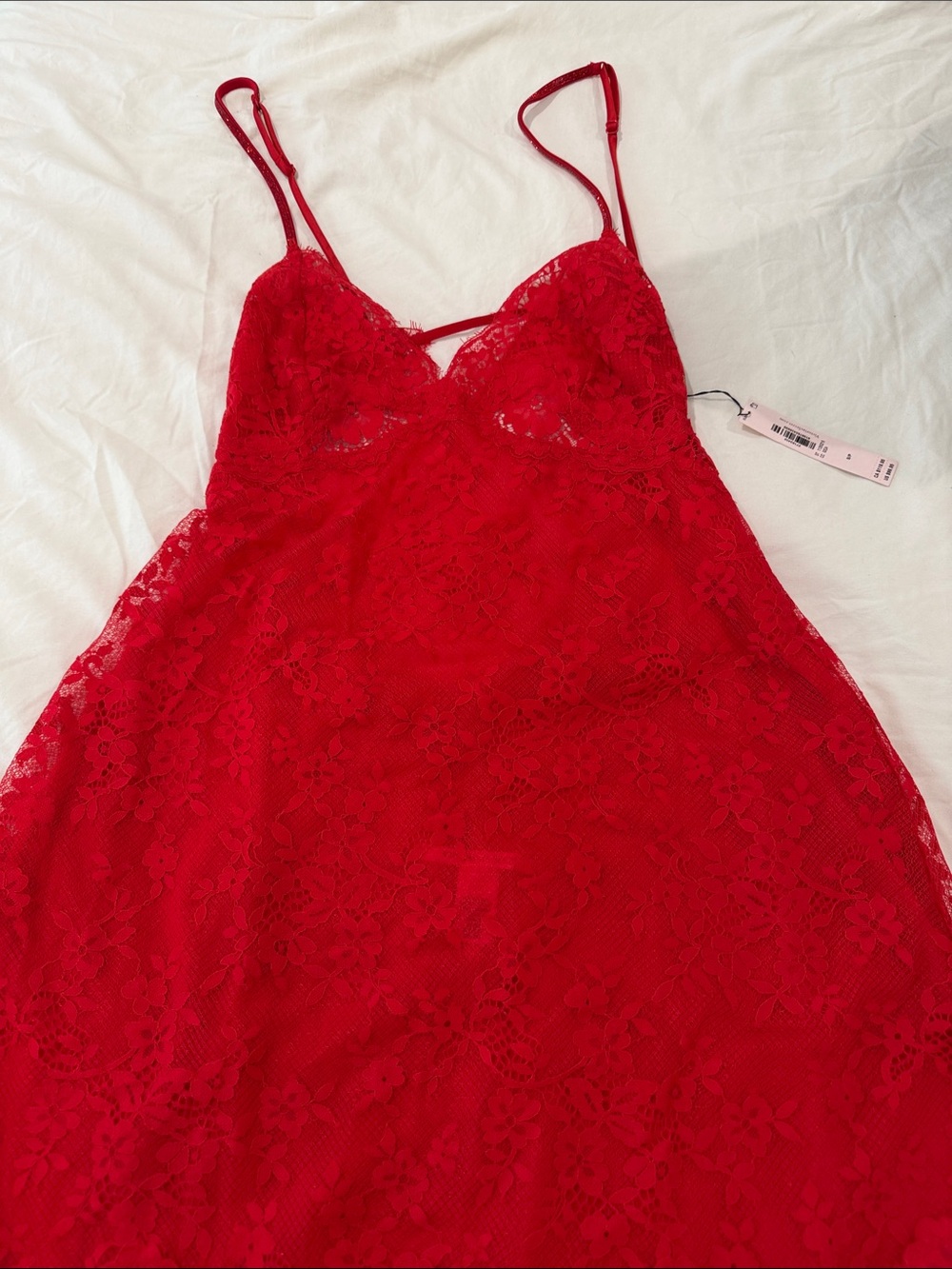 NWT Victoria’s Secret Small Red Lace Slip Dress